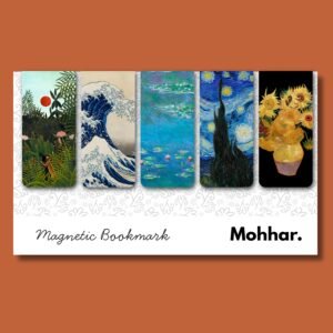 Famous Painting Magnetic Bookmarks Set of 5 – Van Gogh, Monet, Hokusai, Rousseau – 300 GSM Hard Paper with Strong 1.5mm Magnet & Matt Lamination
