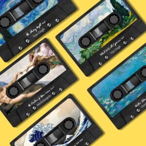 Art Cassette Style Magnetic Bookmarks Set of 5 – Inspired by Iconic Paintings
