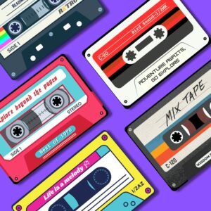 Cassette Style Magnetic Bookmarks Set of 5 – Retro Music-Inspired Bookmarks with Quotes