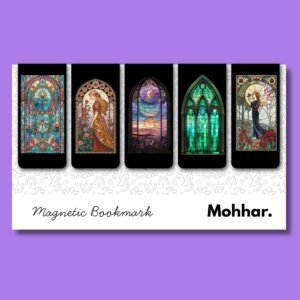 Glass Painting Art Magnetic Bookmarks Set of 5 – Colorful Stained Glass Inspired Designs –  Matt Lamination