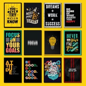 Motivational Posters Set of 12 – A4 Wall Art for Home, Study & Office