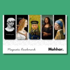 Portrait Art Magnetic Bookmarks Set of 5 – Mona Lisa, Girl with a Pearl Earring, Van Gogh, Michelangelo & Botticelli – 300 GSM with Strong Magnet