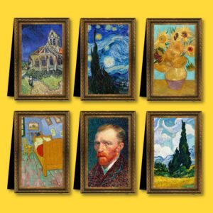 Mohhar Van Gogh Magnetic Bookmarks Set of 6 – Featuring Iconic Paintings by Vincent Van Gogh