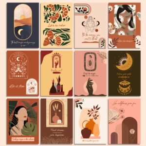 Boho Posters Set of 12 – Aesthetic Wall Art Prints for Room, Home & Office Decor