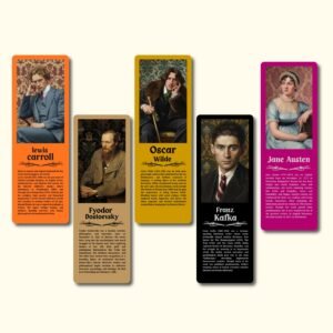 Literature Icons Bookmark Set of 10 | Classic Authors Collection Featuring Shakespeare, Orwell, Austen, and More